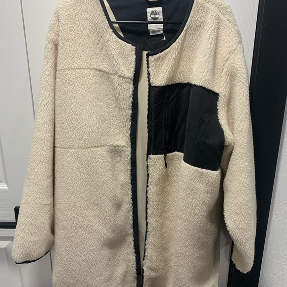 Timberland Jackets & Blazers - Timberland Black and Cream Sherpa Jacket